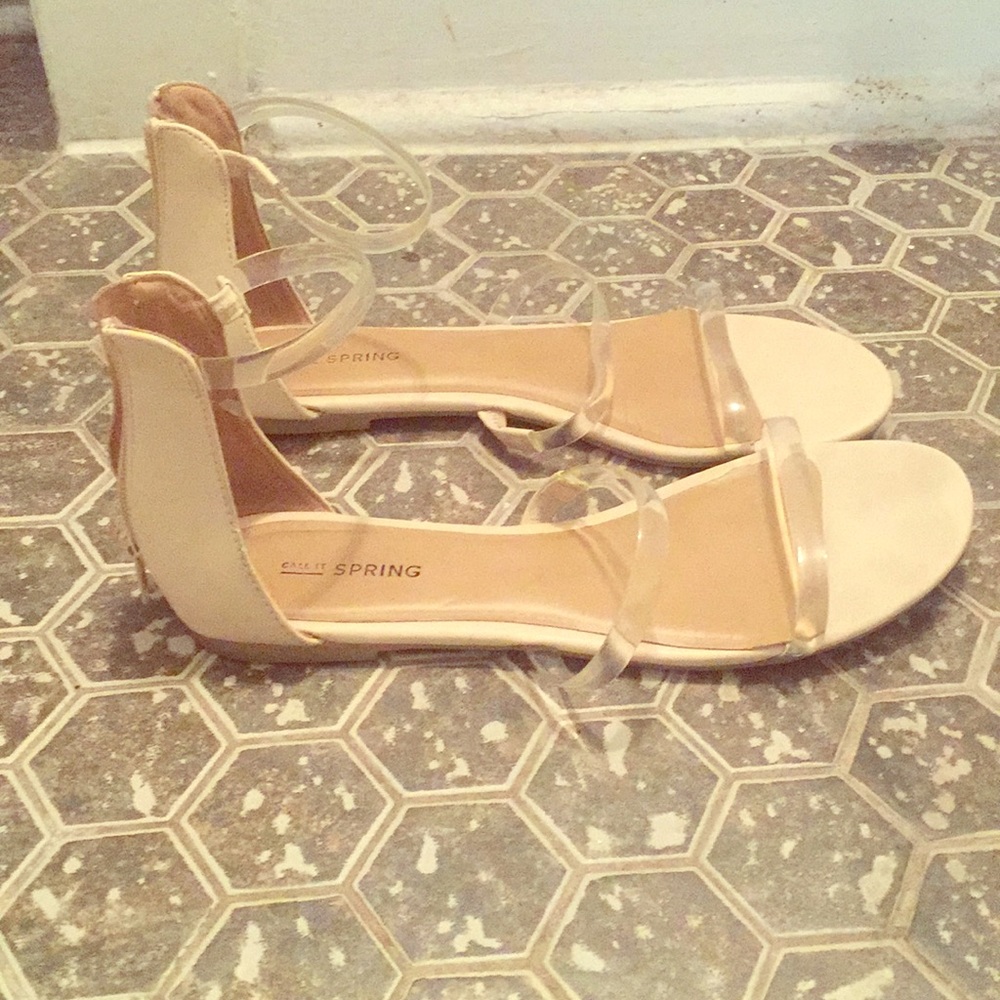 Cream and clear sandals